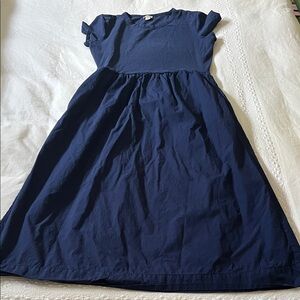 J. Crew Navy Blue Midi Dress with Stretchy Knit Top & Woven Skirt, Size Medium